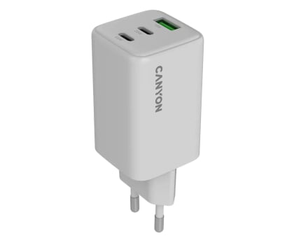 Ładowarka do smartfonów CANYON Ładowarka sieciowa CU65ACC GaN 65W 2xPD 1xQC EU Biała